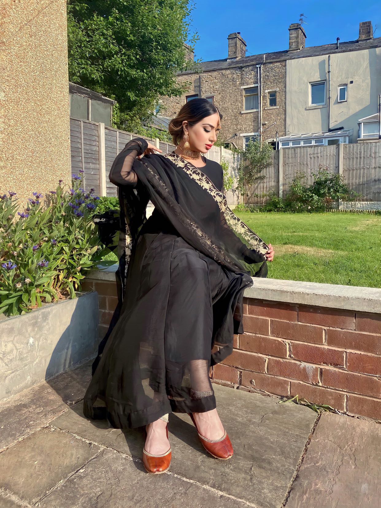 HAYA | Black Chiffon Anarkali