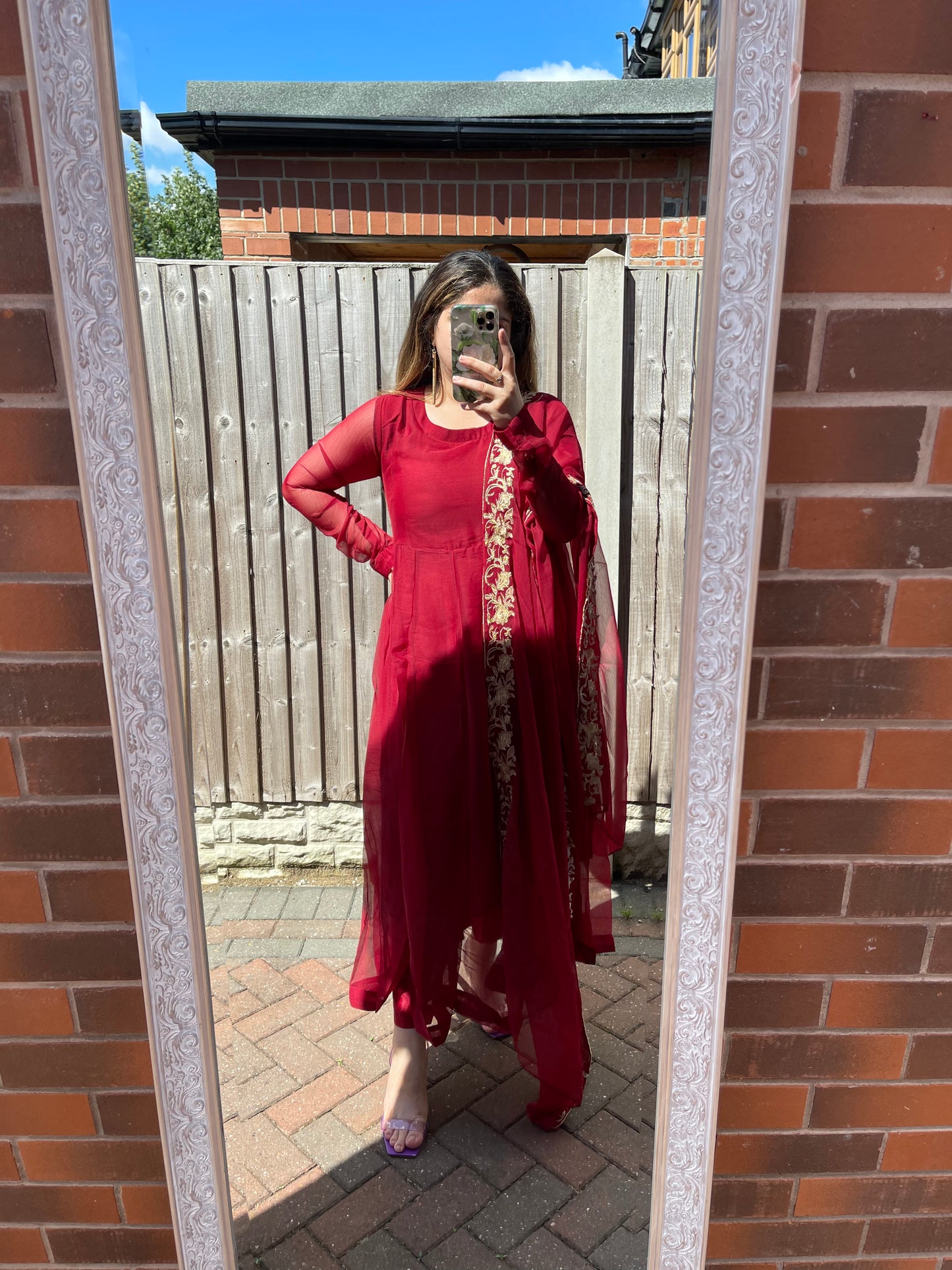 HAYA  3PC Anarkali | Red