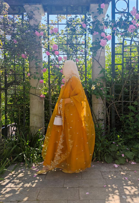 Mustard Silk Anarkali Dress