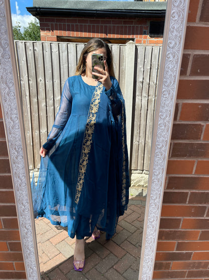 HAYA 3PC Anarkali | Teal