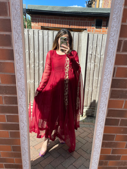 HAYA  3PC Anarkali | Red