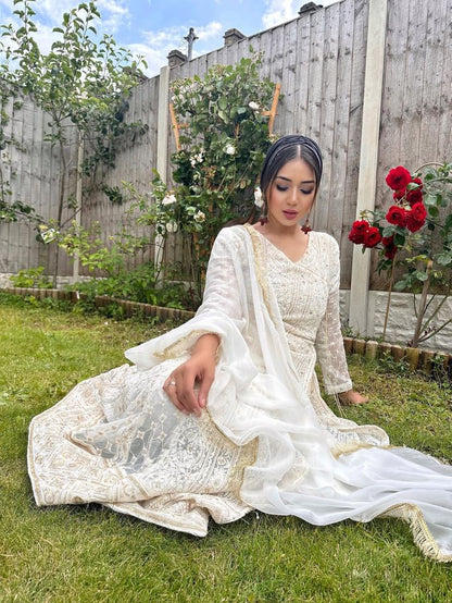 White Angrakha Dress