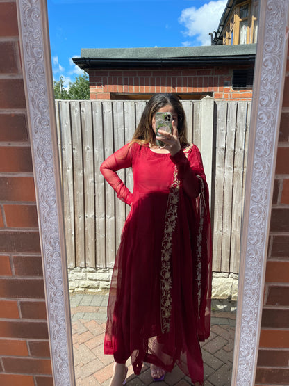 HAYA  3PC Anarkali | Red