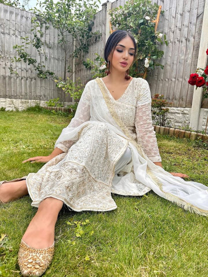 White Angrakha Dress