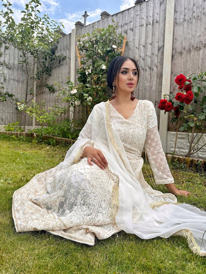 White Angrakha Dress