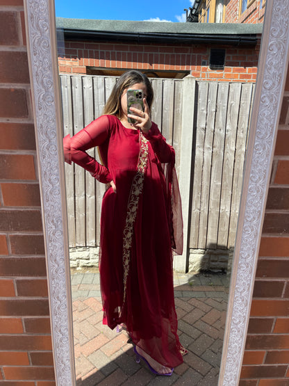 HAYA  3PC Anarkali | Red