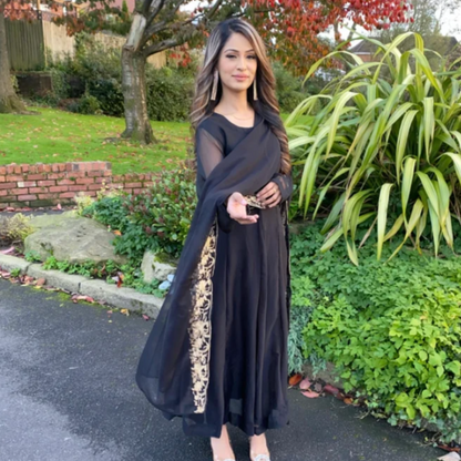 HAYA | Black Chiffon Anarkali