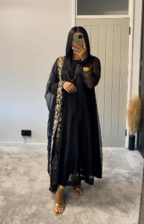 HAYA | Black Chiffon Anarkali