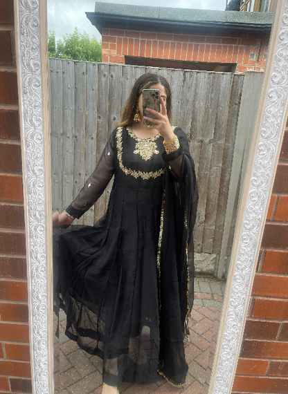 MAHIRA | Black Chiffon Anarkali