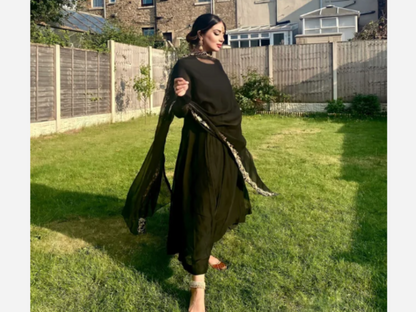 HAYA | Black Chiffon Anarkali