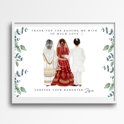 Personalised Dulhan Print | Bride & Parents